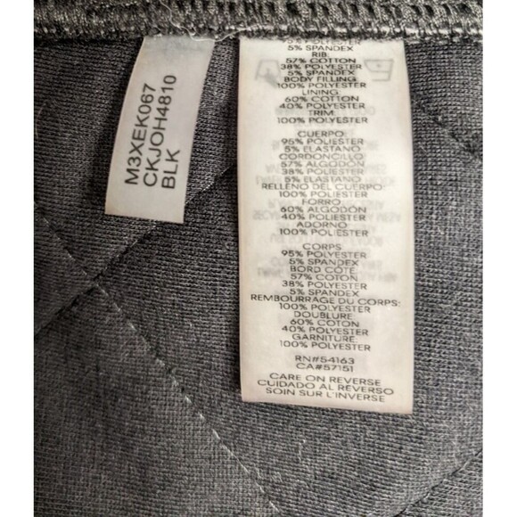 Women's CALVIN KLEIN Black Velour Quilted Full Zip Moto Jacket M - Picture 10 of 12